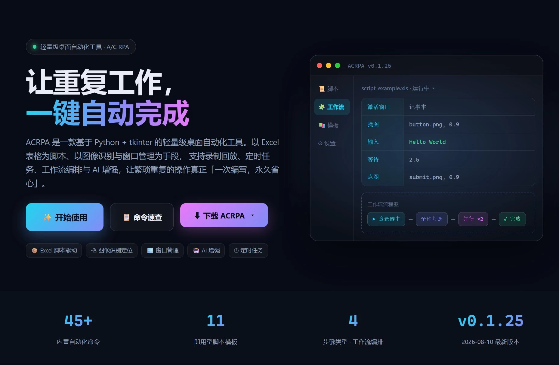 ACRPA-轻量级桌面自动化工作流工具